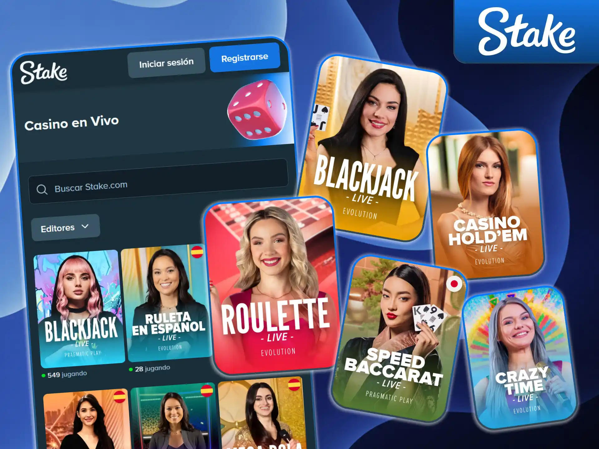 Juega al blackjack con croupiers en vivo en Stake oficial.