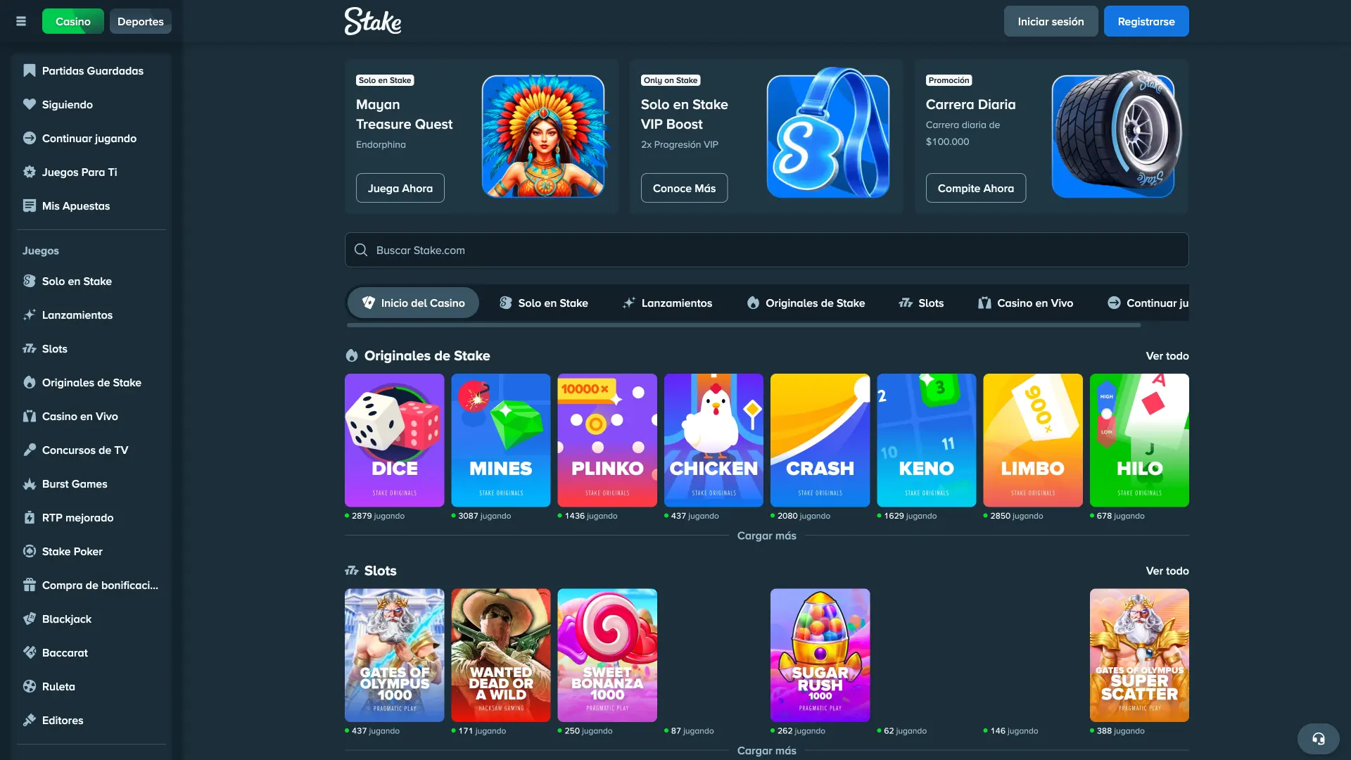 Entrá a la sección de casino en Stake y jugá hoy.