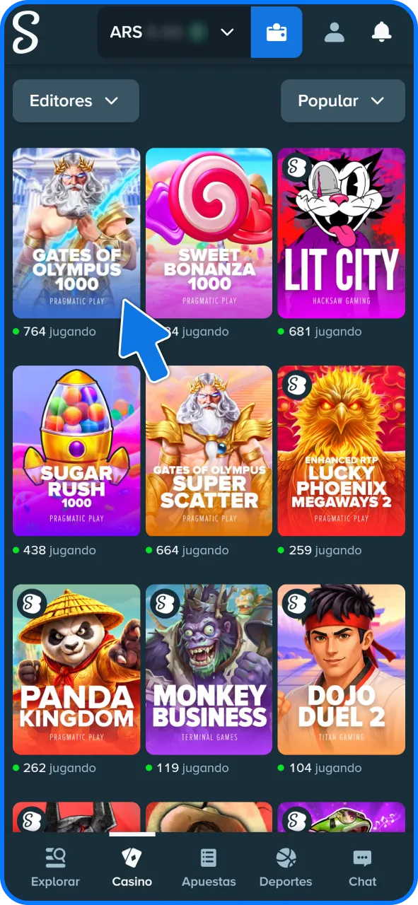 Encuentra el título que más te guste y seleccioná el juego.